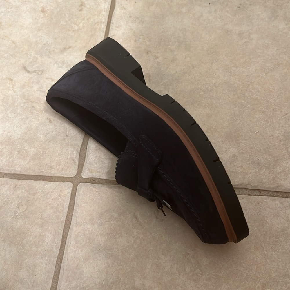Navy Suede Clarks Westlynn Bella Leather Slip-On Loafers with Tassels Size 8.5 - Picture 9 of 16